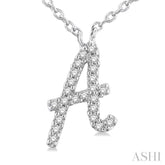 1/20 ctw Initial 'A' Round cut Diamond Pendant With Chain in 10K White Gold